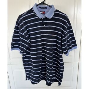 Tommy Hilfiger Men's Custom Fit Striped Polo Size L Blue/White
